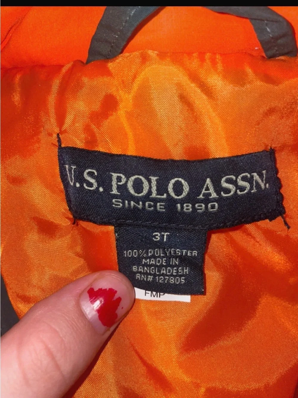 U.S. Polo Assn. Kids Gray & Orange Quilted Vest